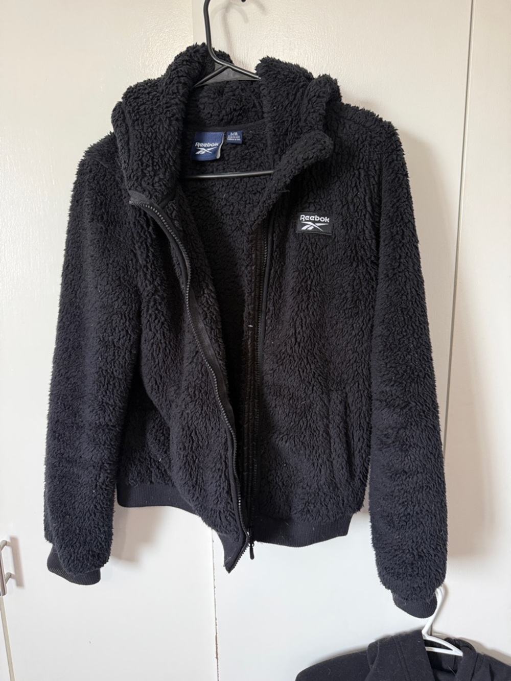 Reebok Women's Black Plush Sherpa Zip-Up Jacket